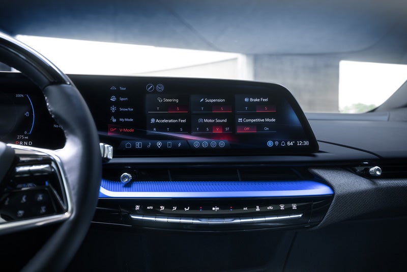 The 2026 OPTIQ-V Display Screen Displaying the V-Mode Settings | Mataga Cadillac in Stockton CA