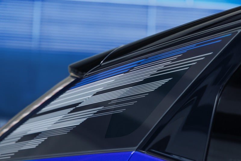 Close-up of the Modern Pattern on the 2026 OPTIQ-V Rear Quarter Glass | Mataga Cadillac in Stockton CA